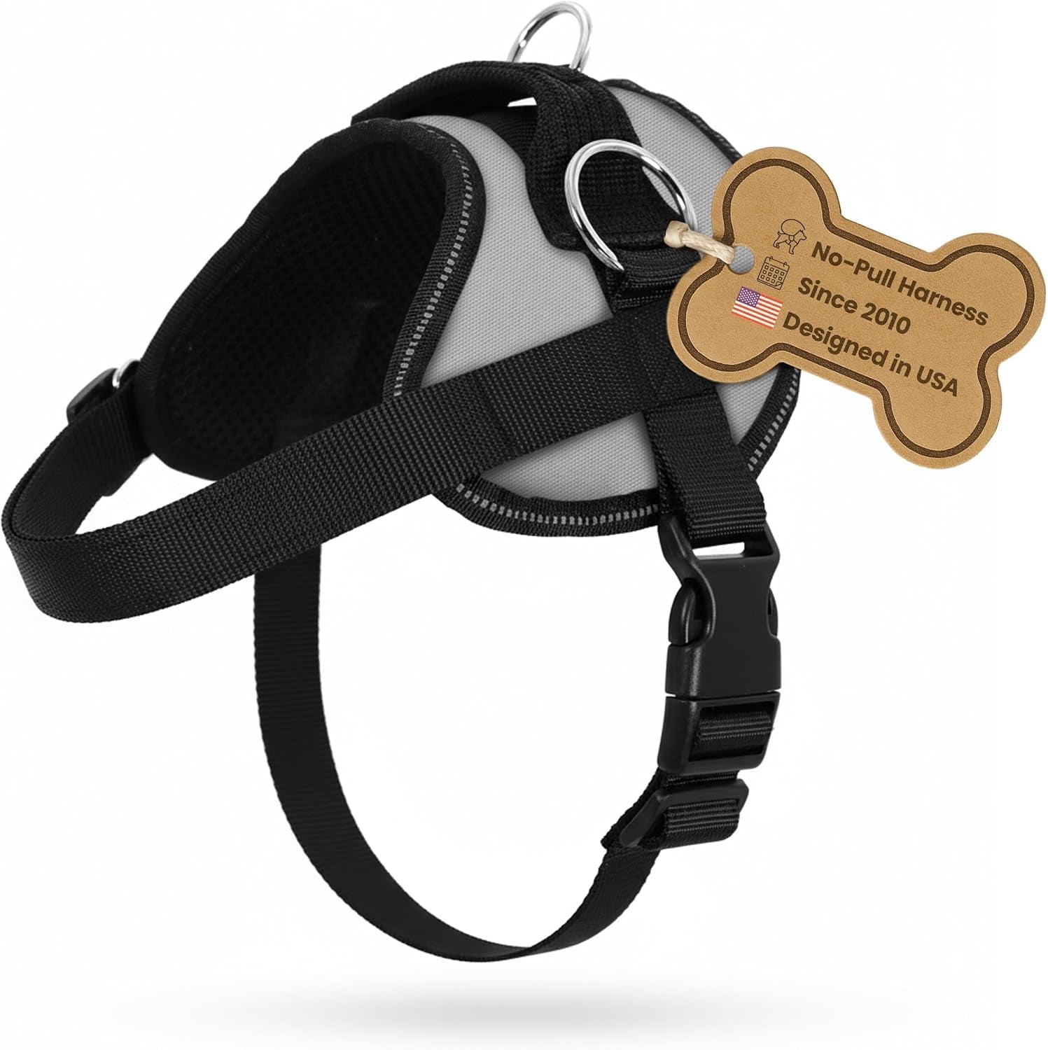 bark-appeal-tan-plaid-no-pull-dog-harness-for-extra-small-to-small-sized-pets-adjustable-reflective-vest-with-3-leash-clips-for-added-control-easy-walks-training-small