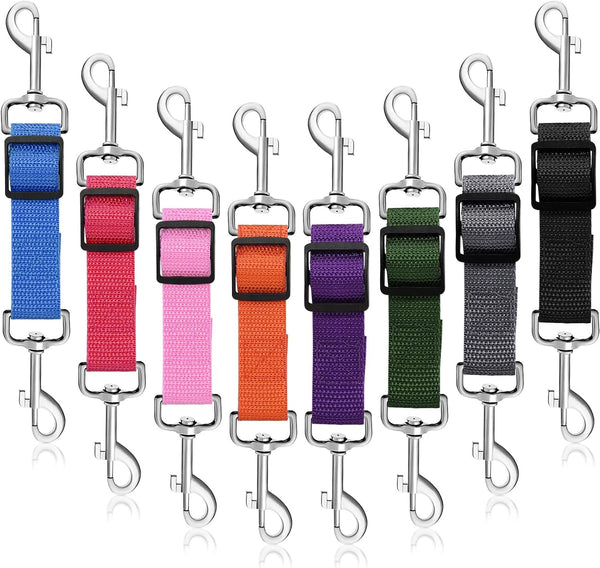 Saintrygo 8 Pieces Dog Collar Clip Prong Collar Safety Clip Adjustable Nylon Backup Harness Connector, Double Ended Backup Clasp for Dog Harness Pet(Cute Colors)1