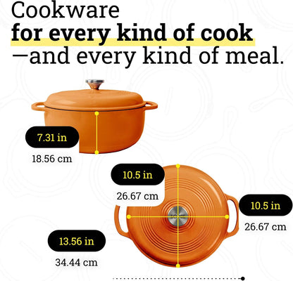 Essential Enamel Cast Iron Dutch Oven, 6 Quart, Apricot | Ideal for Bread Baking, Braising, Marinating & Slow Cooking, Features Moisture-Sealing Lid & Dual Handles5