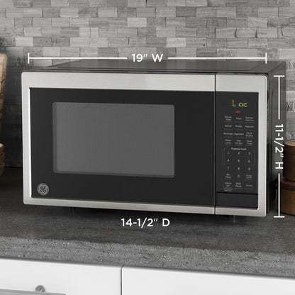 GE Countertop Microwave Oven | 0.9 Cubic Feet Capacity, 900 Watts | Kitchen Essentials for the Countertop or Dorm Room | Stainless Steel2