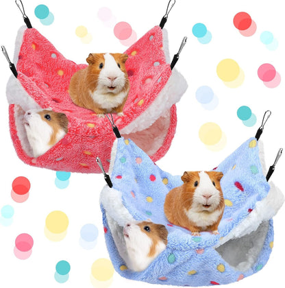 Boao 2 Pcs Guineas Pig Rat Hammock Guinea Pig Hamster Ferret Hanging Hammock Guinea Pigs Accessories for Small Animals Chinchilla Parrot Sugar Glider Ferret Squirrel(Purple, Coffee,Heart Pattern)8