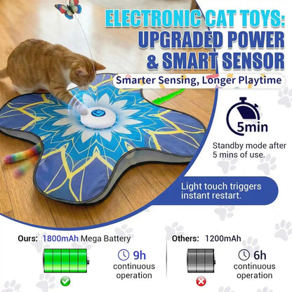Interactive Cat Toy for Indoor Cats, Touch Activated Automatic Electronic Cat Toy with Sound On/Off, Dual Wands, Non-Slip Suction Cups, Rechargeable Hide and Seek Cat Play Mat for Bored Adult Kittens5