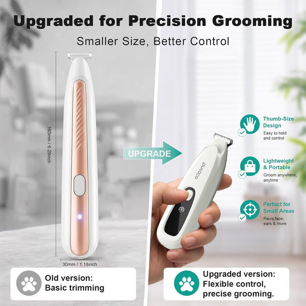 Upgraded Mini Dog Paw Trimmer with LED Light, Low Noise Small Pet Hair Trimmer 18Mm Wide Curved Blade, 35Db Cordless Waterproof Pet Paw Grooming Clippers for Dogs, Cats, Paws, Ears, Face, Rump8