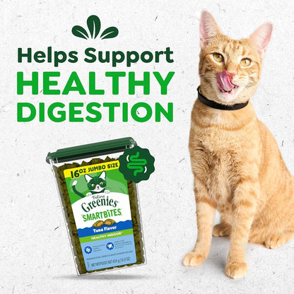 Greenies Feline Smartbites Healthy Indoor Cat Treats, Tuna, 16 Oz | Veterinarian-Recommended, Fiberblend Formula, Supports Digestion, under 2 Cal per Treat, Natural Ingredients, Dual Texture2