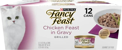 Purina Fancy Feast Grilled Wet Cat Food Chicken Feast in Wet Cat Food Gravy - (Pack of 12) 3 Oz. Cans1