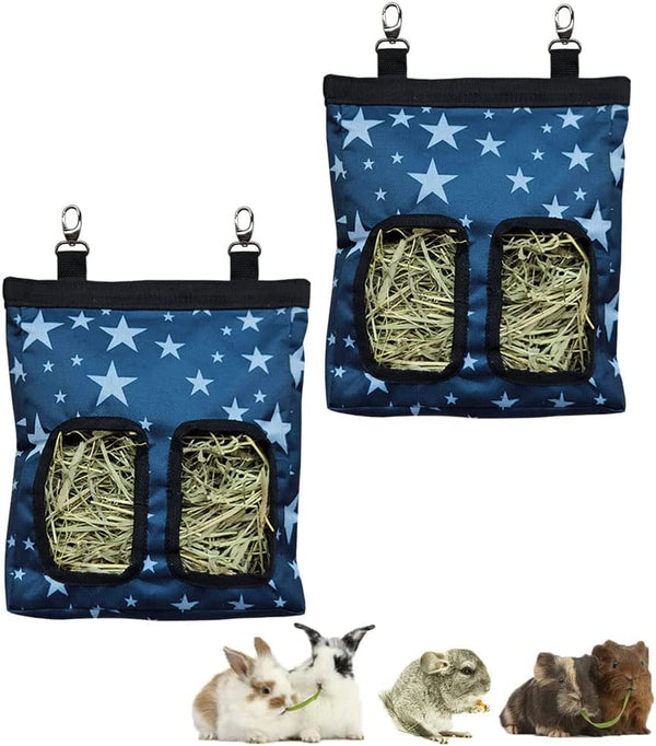 RIOUSSI Guinea Pig Hay Feeder, Hanging Rabbit Hay Feeder Bag. Blueflower | Upgraded Double Layer Fabric | Bite Resistant | Cleaner Hay & Less Mess | Small Animal Hay Holder for Bunnies & Chinchillas21