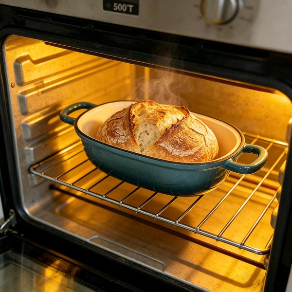 Enamelled Cast Iron Bread Loaf Pot, Non Stick Dutch Oven for Sourdough Bread Baking, Oven Safe (Peacock Blue, 3 Quarts)5