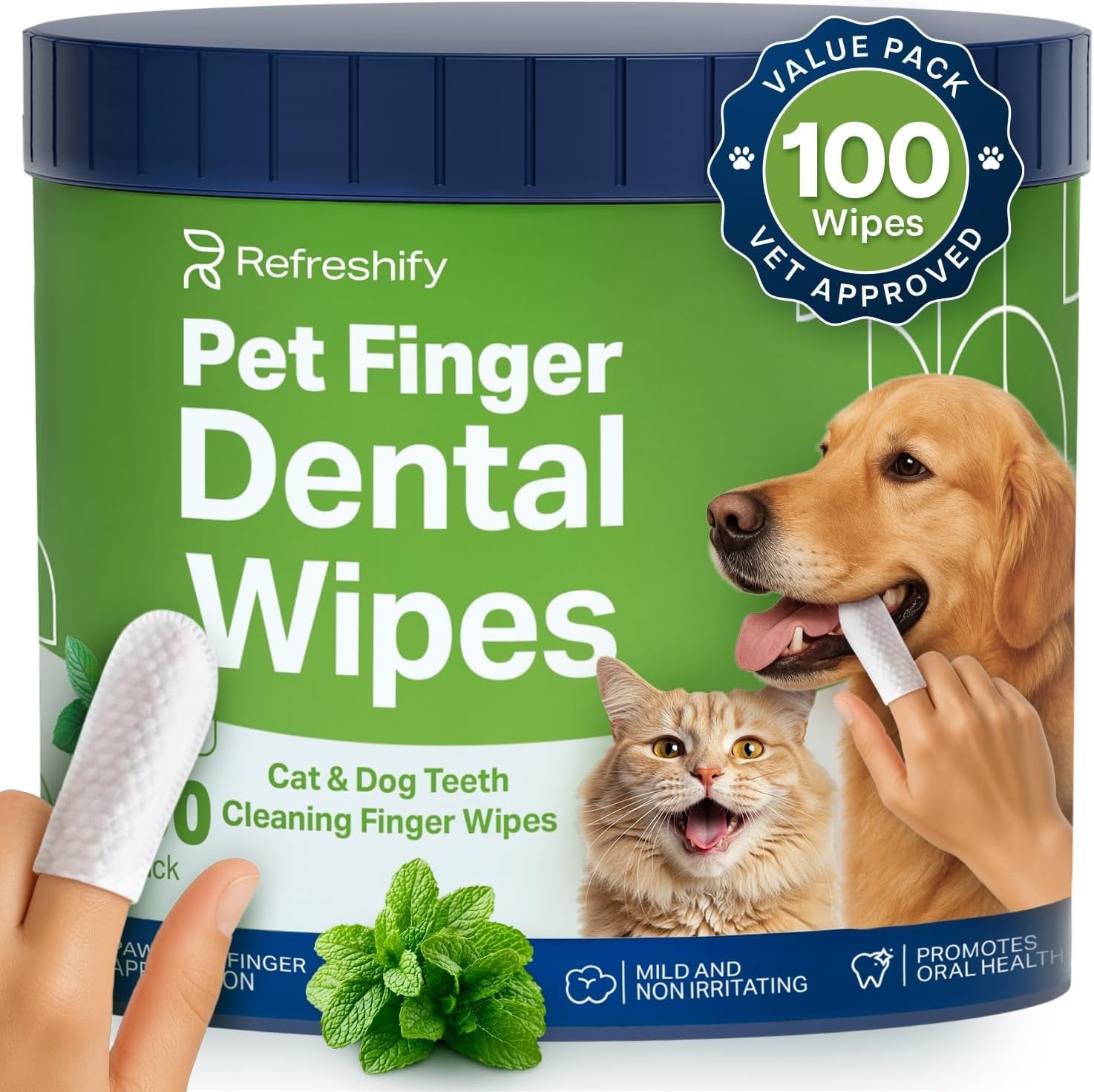 dog-teeth-cleaning-wipes-100-value-pack-fresh-mint-dog-dental-wipes-vet-formulated-pet-teeth-cleaning-finger-wipes-for-dogs-cats-effective-dog-teeth-cleaning-plaque-tartar-solution