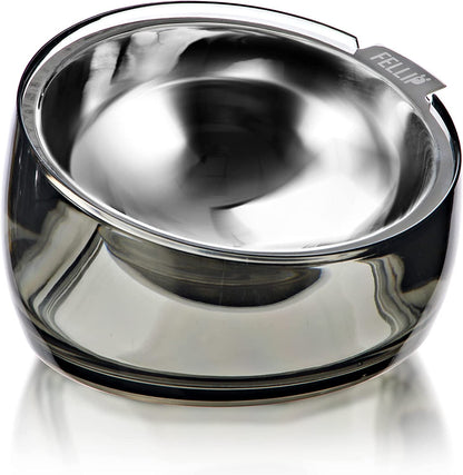 Felli Oblik Elevated Cat Bowl Removable Stainless Steel Wide Dish for Dry Wet Food Feeding & Dishwasher Clean, Slanted Whisker Fatigue Friendly Metal Plate (Classic, 0.5 Cups Shallow Dish)10