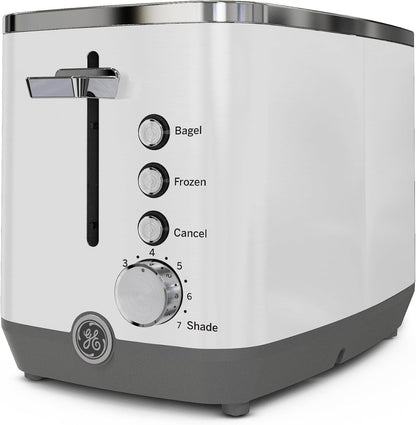 GE 2 Slice Toaster, Extra Wide Slots for Toasting Bagels, Breads, Waffles & More, 7 Adjustable Shade Settings, Removable Crumb Tray, Countertop Kitchen Essentials, 850 Watts, White8
