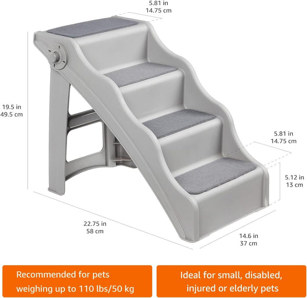 Amazon Basics Foldable Non-Slip Pet Stairs for Small Dogs and Cats, Senior Pets, Easy to Climb, 14.6" X 22.75" X 19.5", Grey4