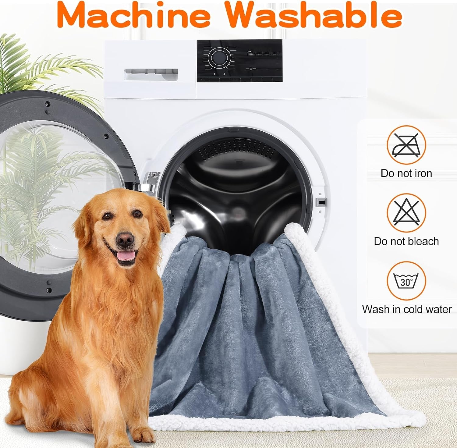 smiry-waterproof-blanket-throw-reversible-dog-blanket-for-sofa-couch-bed-soft-leakproof-sherpa-fleece-washable-furniture-couch-protector-for-large-dogs-cats-40x60-grey-white