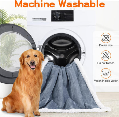 Smiry Waterproof Blanket Throw, Reversible Dog Blanket for Sofa Couch Bed | Soft Leakproof Sherpa Fleece, Washable Furniture Couch Protector for Large Dogs Cats, 40"X60", Grey/White7