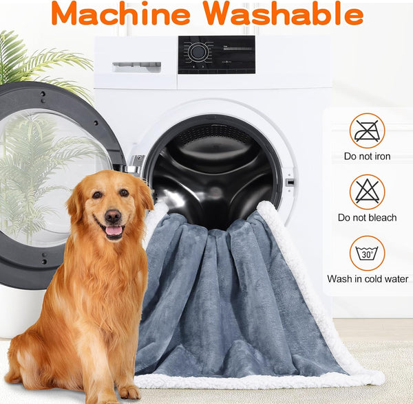Smiry Waterproof Blanket Throw, Reversible Dog Blanket for Sofa Couch Bed | Soft Leakproof Sherpa Fleece, Washable Furniture Couch Protector for Large Dogs Cats, 40"X60", Grey/White7