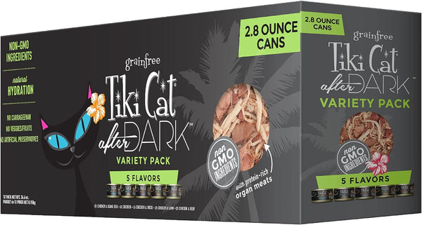 Tiki Cat after Dark Wet Cat Food, Variety Pack, 2.8 Oz. Cans (12 Count)1