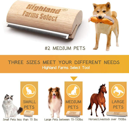 Deshedding Grooming Tool for Dogs, Cats & Horses, Ergonomic Design Wood Groom Brush, Professional Pet Groomer, Painlessly Remove for Short & Long Hair, Fur & Dirt - 5 Inches2