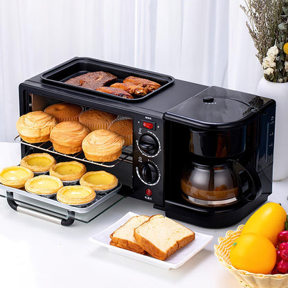 3-In-1 Breakfast Station with Toaster Oven, Coffee Maker, and Griddle, Multifunctional Kitchen Appliance3