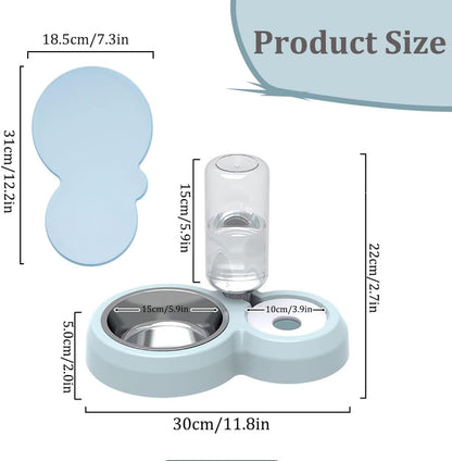 Double Dog Cat Bowls, Pets Food and Water Bowl Set with Silicone Mat | Pets Food and Water Bowl Set with Automatic Water Dispenser Stainless Steel Bowl, Gravity Feeder for Cats Small Dogs Puppies7