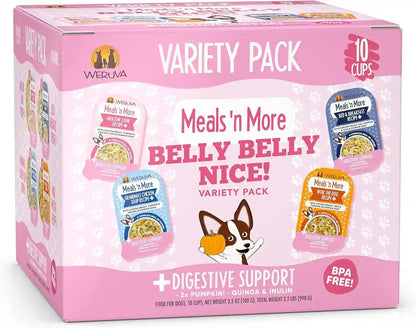 Weruva Meals 'N More Natural Wet Dog Food, Belly Belly Nice! Digestive Support Variety Pack, 3.5Oz Cup (Pack of 10)1