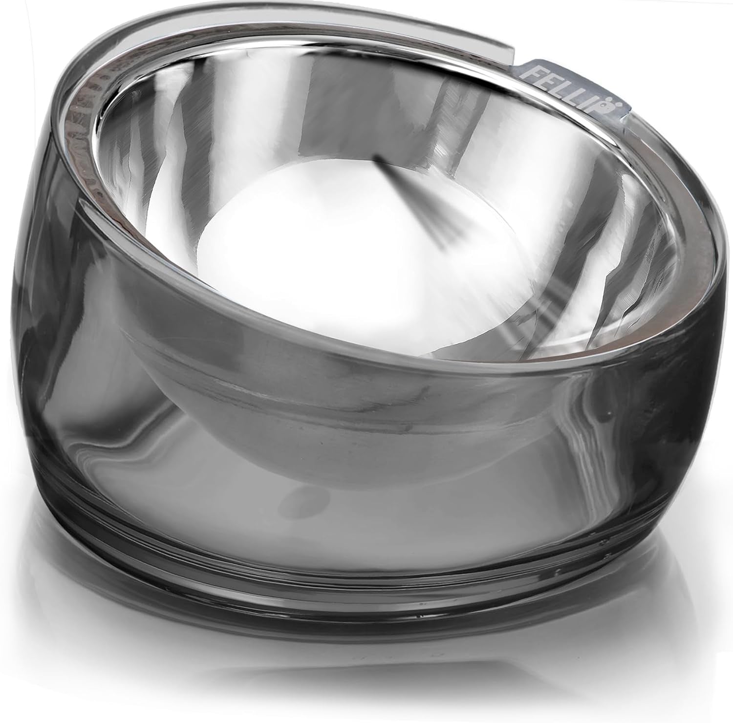 felli-oblik-elevated-cat-bowl-removable-stainless-steel-wide-dish-for-dry-wet-food-feeding-dishwasher-clean-slanted-whisker-fatigue-friendly-metal-plate-classic-0-5-cups-shallow-dish
