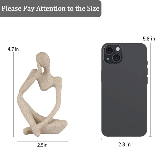 Sandstone Resin Thinker Statue Style Abstract Sculpture, Sandstone, Left | Small Statue Collectible Figurines, Modern Aesthetic Ornament for Home Office Bookshelf Desktop Coffee Table Decor2