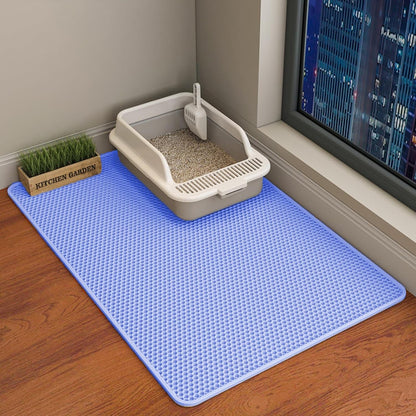 HCY&WLD Cat Litter Mat, 45X26/35X24/30X22/24X18 Inch Double Layer Cat Litter Box Mat, EVA Non-Slip, Waterproof Urine Proof Cat Litter Catcher Mat, Easy Clean Scatter Control (35X24 Inch, Khaki)17