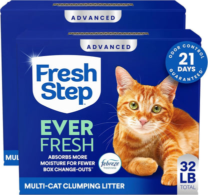Fresh Step Advanced Ever Fresh Multi Cat Clumping Litter with Febreze Freshness, Ammonia Block Technology, Ultra Absorbent, 16 Lb. Box, Pack of 21