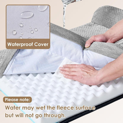 EHEYCIGA Orthopedic Dog Bed Medium Size Dogs, Memory Foam Dog Bed with Washable Removable Cover, Waterproof Pet Sofa Couch for Crate with Nonskid Bottom, 30X20X6, Grey3