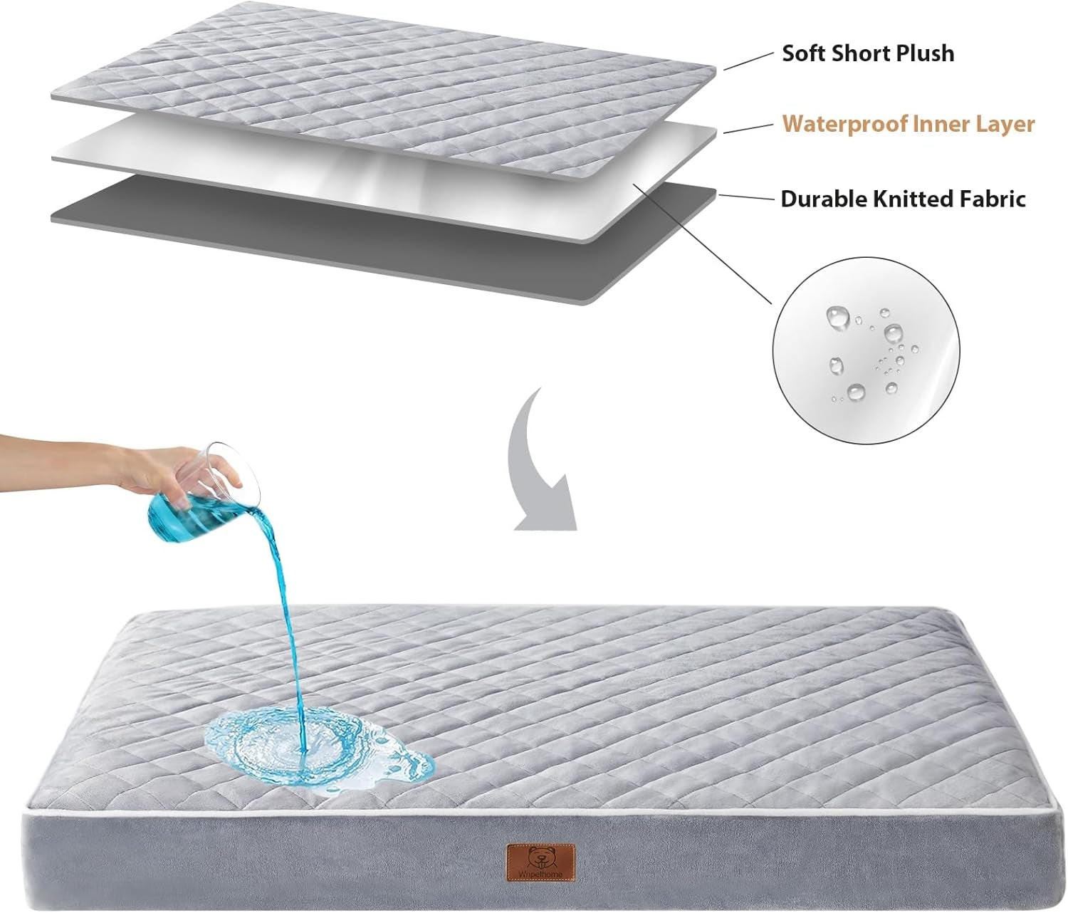 wnpethome-orthopedic-waterproof-extra-large-senior-dogs-bed-for-comfy-sleep-xl-washable-ped-bed-with-removable-cover-multi-needle-quilting-xl-crate-bed-for-large-sized-dog-relax-light-grey-42x30-inch