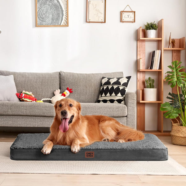 EHEYCIGA Orthopedic Dog Bed Large with Removable Washable Cover, 41IN Grey | Egg Crate Foam Support, Durable Oxford Fabric, Non-Slip Bottom, Machine Washable, Soft Waterproof Plush Pet Bed Mat for Crate7