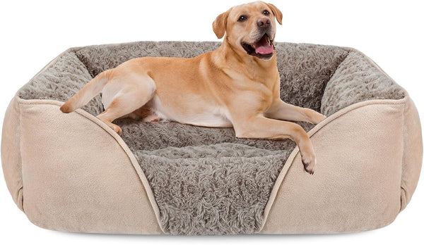 INVENHO Rectangle Washable Orthopedic Dog Bed for Small, Medium and Large Dogs, Soft Calming, Sleeping Puppy Bed Durable Pet Cuddler with Anti-Slip Bottom, S (20"X19"X6")42