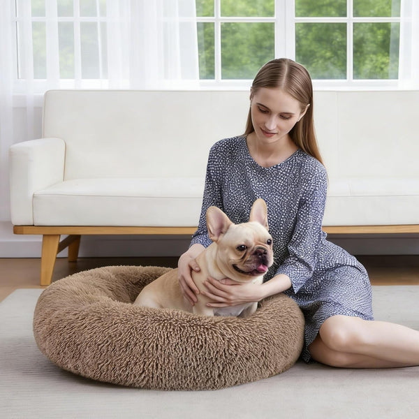MIXJOY Orthopedic Dog Bed Comfortable Donut Cuddler round Pet Beds Ultra Soft Washable Dog and Cat Cushion (20''/23''/30'') (23'', Brown)8