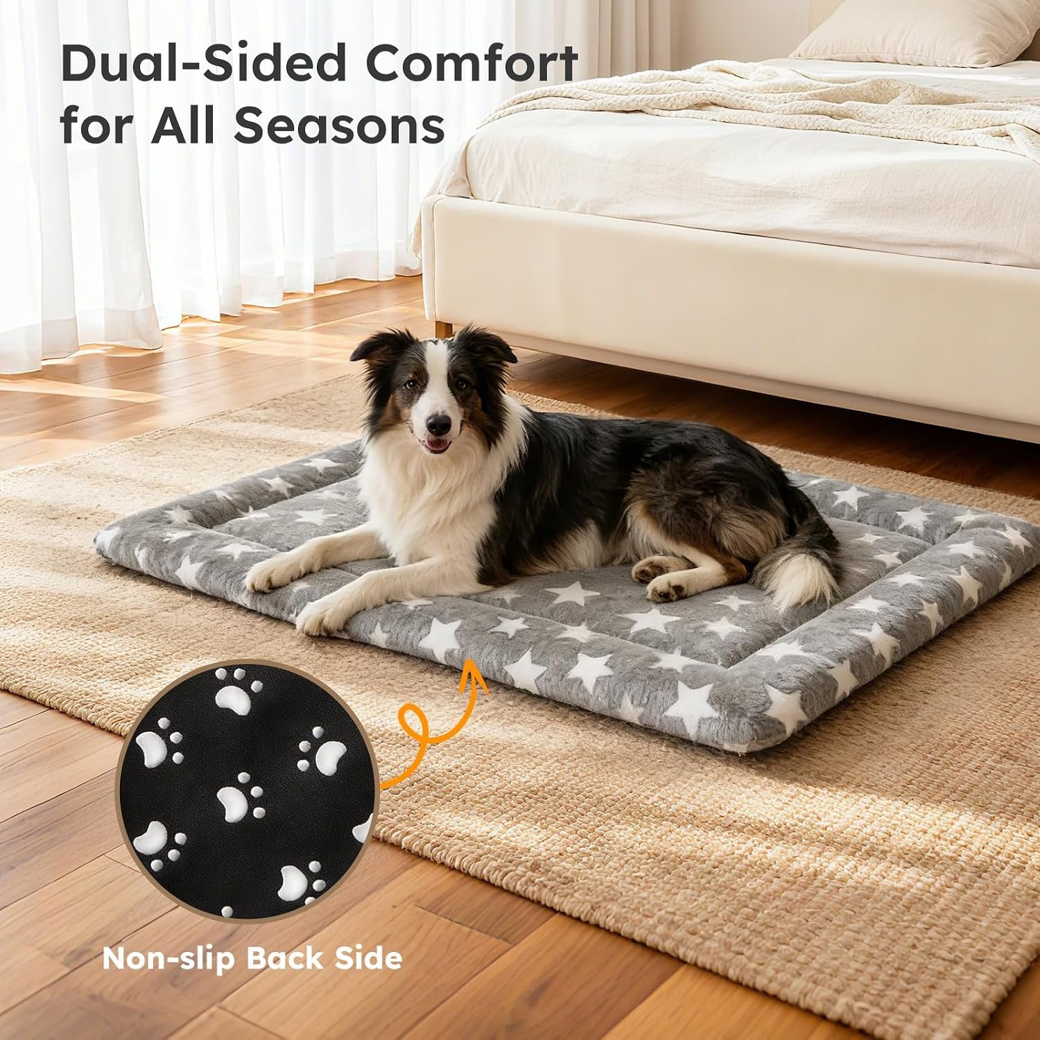 dog-bed-mat-dual-sided-dog-crate-bed-mat-ultra-soft-machine-washable-kennel-pad-for-small-dogs-all-season-comfort-pet-bed-for-crates-travel-and-home-star-gray-24-x-16-inch