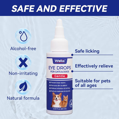 Wellix Pet Eye Drops for Dog & Cat, Non-Irritating Taurine Dog Eye Drop | Dog & Cat Eye Infection Treatment to Soothe Eye Allergy, Dry Eyes Pink Eyes, Dog Tear Stain Cleaner | Mild Herbal Blend, 60Ml2