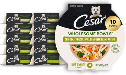 Cesar Wholesome Bowls Wet Dog Food, Chicken Recipe, 3 Oz, 10 Count | Real Chicken #1 Ingredient, Slow-Cooked, 7 Key Ingredients, No By-Products or Artificial Flavors, Easy to Digest13