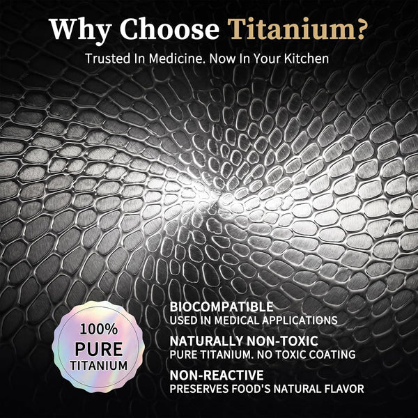 12" Titanium Pans for Cooking, 100% Pure Titanium Frying Pan | Food-Grade Titanium; Naturally Non-Toxic; No PTFE/PFOA/PFAS Coating; Induction Ready, Dishwasher Safe, Oven Safe to 1000°F3