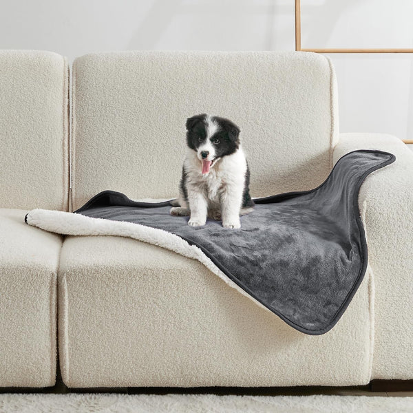 Waterproof Blanket for Bed Couch Sofa, Soft Liquid Pee Proof Pet Blanket for Dog Puppy Cat, Reversible Sherpa Fleece Furniture Protector (Dark Purple, 50X60 Inches)14