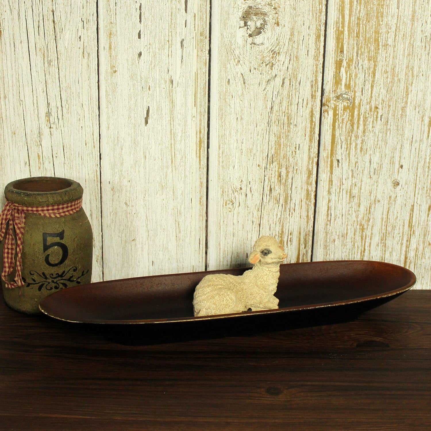 primitives-oval-decorative-plate-wooden-candle-plate-rustic-treenware-home-and-office-decor-art-16-x-4-1-2-x-1-1-2-inch