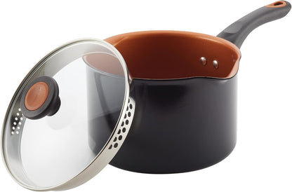 Glide Copper Ceramic Nonstick Straining Sauce Pan with Lid, 3-Quart, Black8