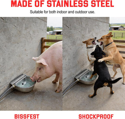 Automatic Water Bowl 304 Stainless Steel Pet Water Dispenser Dog, Feeder Waterer for Large Dogs with 40 Inch Steel Hose, 2 Float Valve, Copper Connector Adapter, 2 Bolts (With Drainage Hole)7