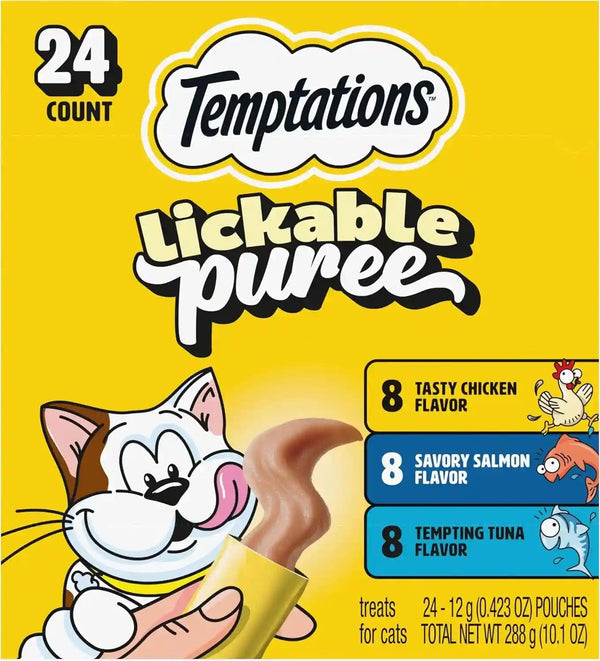 Temptations Creamy Puree Squeezable Lickable Cat Treats, Wet Cat Treats with Salmon, 0.42 Oz. Tubes, 24 Count - Packaging May Vary19