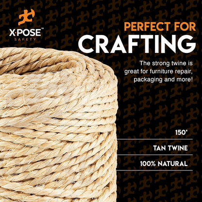 Sisal Twine - 2 Ply Thin Natural Fiber Rope on Spool - for Cat Scratching Post, Cat Tree Replacement Parts, Pet Toy - Decorative Cordage, Pole Wrap (150Ft)5