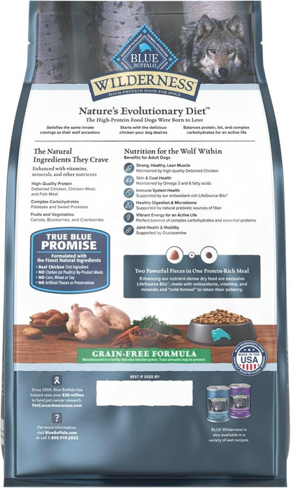 Blue Buffalo Wilderness with Chicken High Protein Grain Free Dry Dog Food for Adult Dogs, 34% Protein, Supports Immunity with Antioxidant-Rich Lifesource Bits, 4.5 Lbs.2