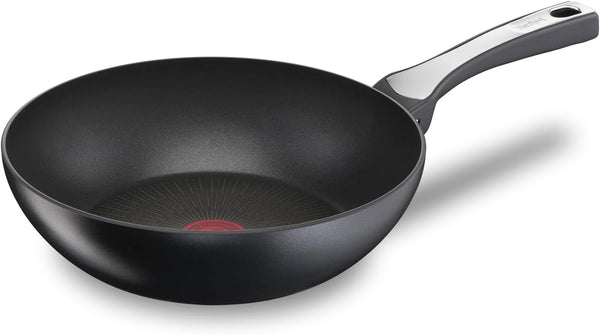 Tefal Unlimited On, Premium Cookware, 28 Cm Wok Pan, Uk'S Longest Lasting Non-Stick, Frying Pan, Heat Indicator, Induction Hob Compatible, Dishwasher Safe, Aluminium, Black, G25919AZ1