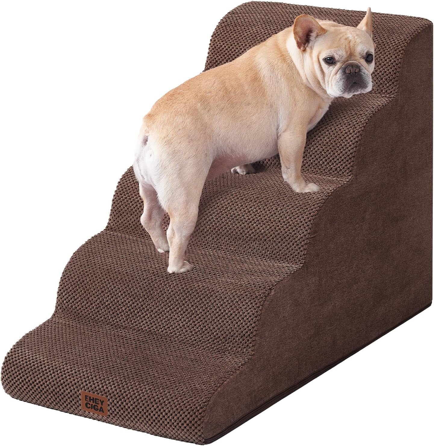 eheyciga-curved-dog-stairs-ramp-for-5-step-high-beds-22-6-h-dog-steps-33d-density-of-pure-foam-for-small-dogs-and-cats-pet-stairs-for-high-bed-climbing-non-slip-balanced-pet-step-indoor-grey