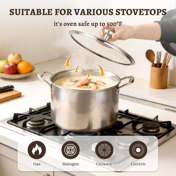 Ptaciow 7 Quart Titanium Soup Pot,Pure Healthy Titanium Pots for Cooking | No Coating Stock Pot with Lid Induction All Stovetops,Large Capacity Cooking Pot for Soup,Pasta Sturdy & Double Handle5