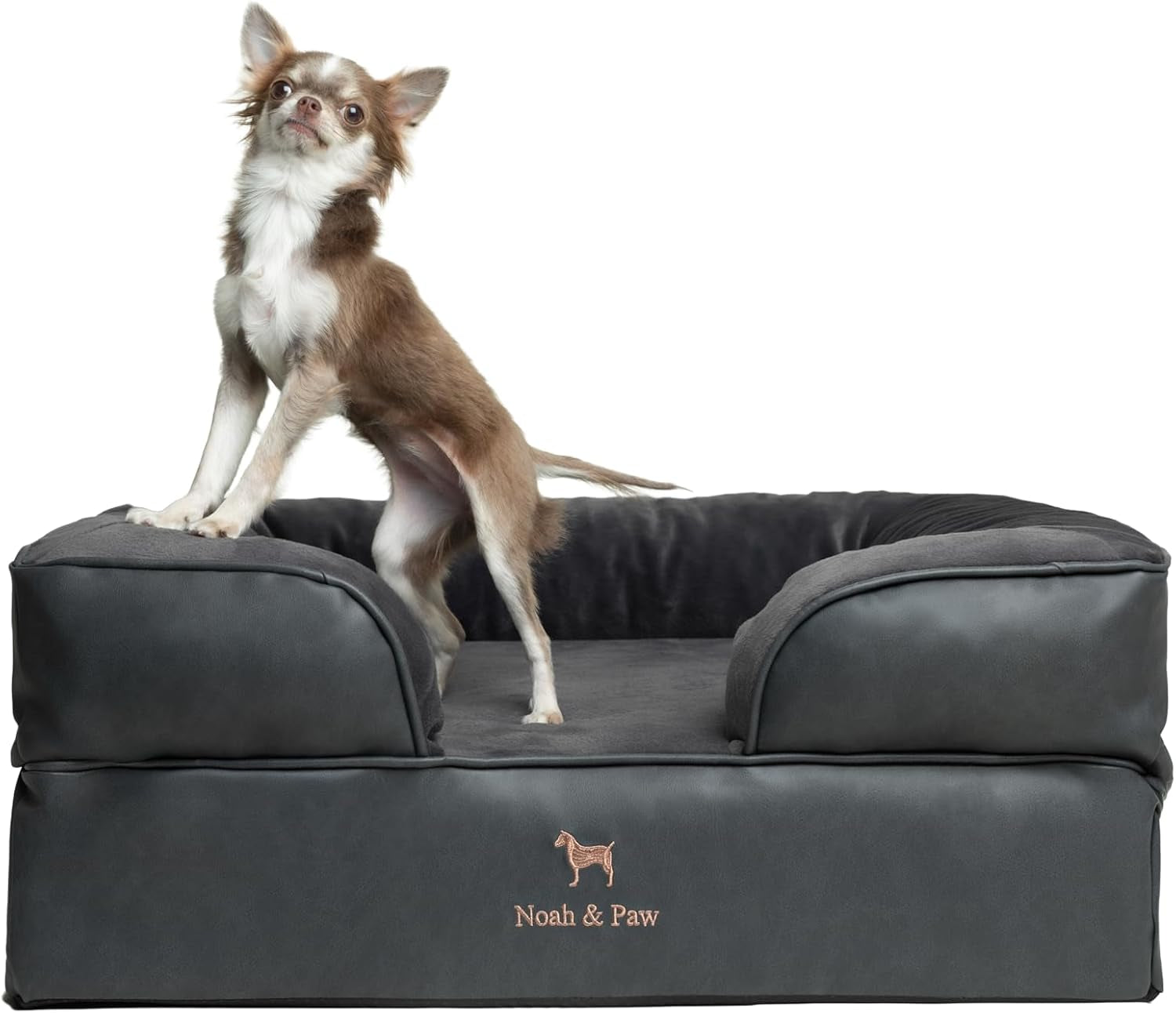 noah-paw-large-dog-bed-35x25x11-inch-orthopedic-dog-beds-eggshell-memory-foam-infused-with-cooling-gel-inner-cover-water-resistant-machine-washable-faux-leather
