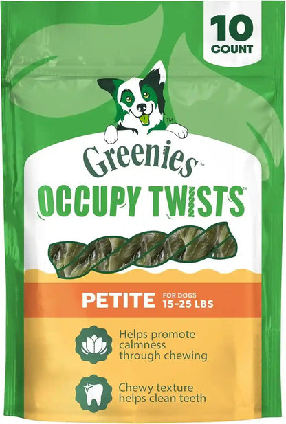 Greenies Occupy Twists Petite Breed Dog Treats, Chicken Flavor, 10 Count | for Dogs 15-25 Lbs, Rawhide-Free, Promotes Calmness, Helps Clean Teeth, Reduces Plaque, Highly Digestible, 8.75 Oz1