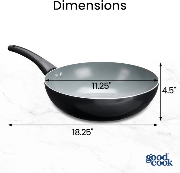 Everyday Stir Fry Pan Ceramic Nonstick Aluminum Deep-Walled Construction for Even Heating Non-Toxic PTFE & PFOA Free, 11.5-Inch, Black2