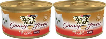 Purina Fancy Feast Gravy Lovers Beef Feast Pate in Wet Cat Food Gravy - (Pack of 24) 3 Oz. Cans10